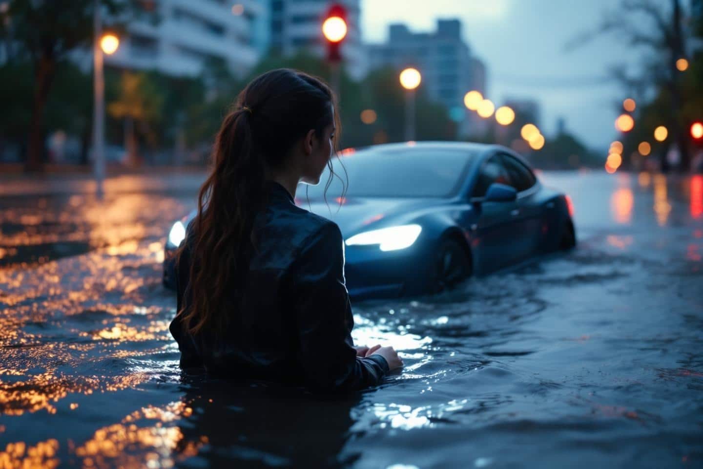 Cette conductrice s'est retrouvée coincée 4h dans une inondation avec sa Tesla